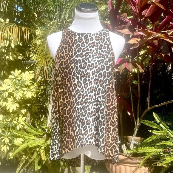 Elizabeth and James Everly Leopard Hi-Low Sleeveless Top - Picture 2 of 8